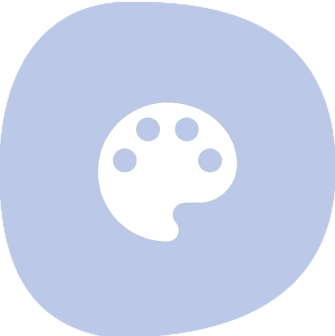 i A blue circle with a white paint brush on it.